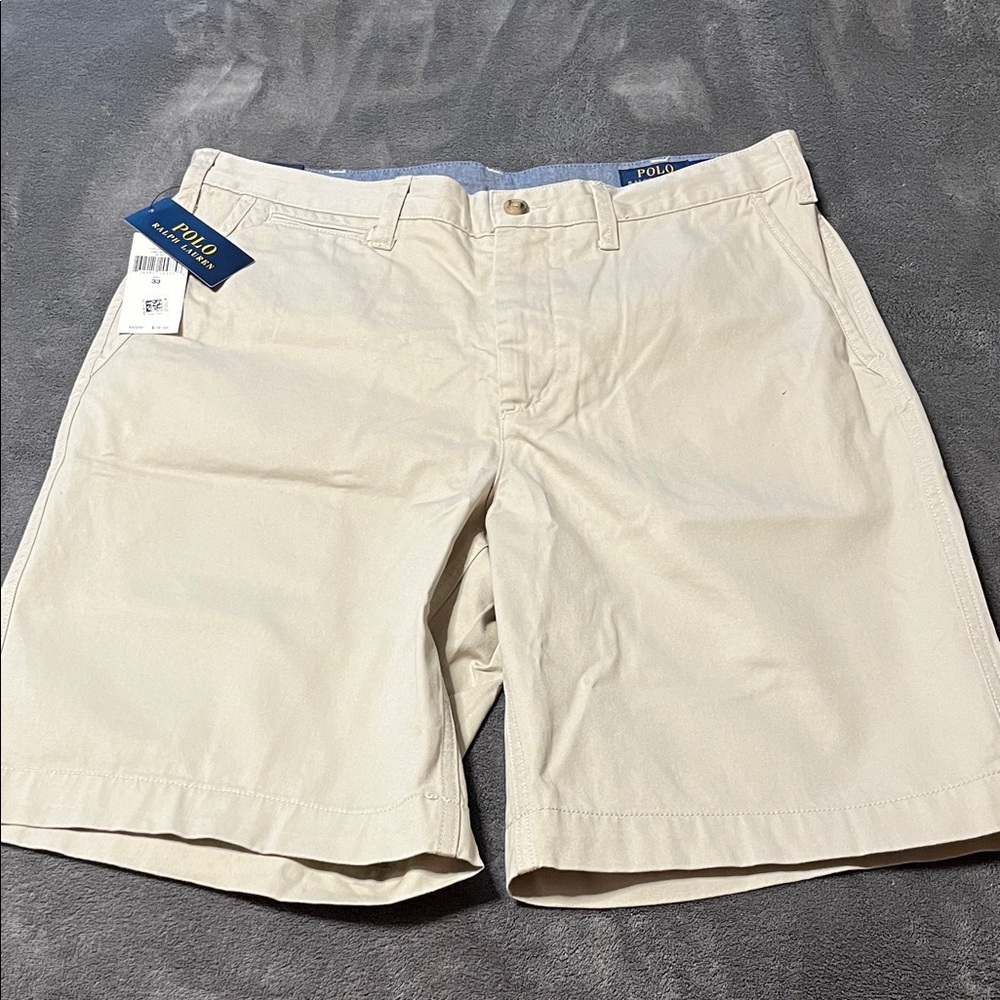 Polo by Ralph Lauren Men's Cream Flat Front Shorts